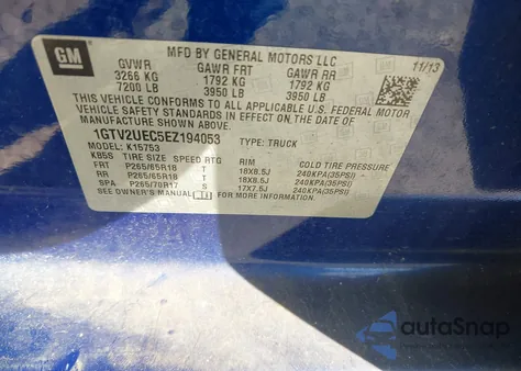 2014 GMC Sierra 1500 Sle z USA, uszkodzony, nr VIN 1GTV2UEC5EZ194053